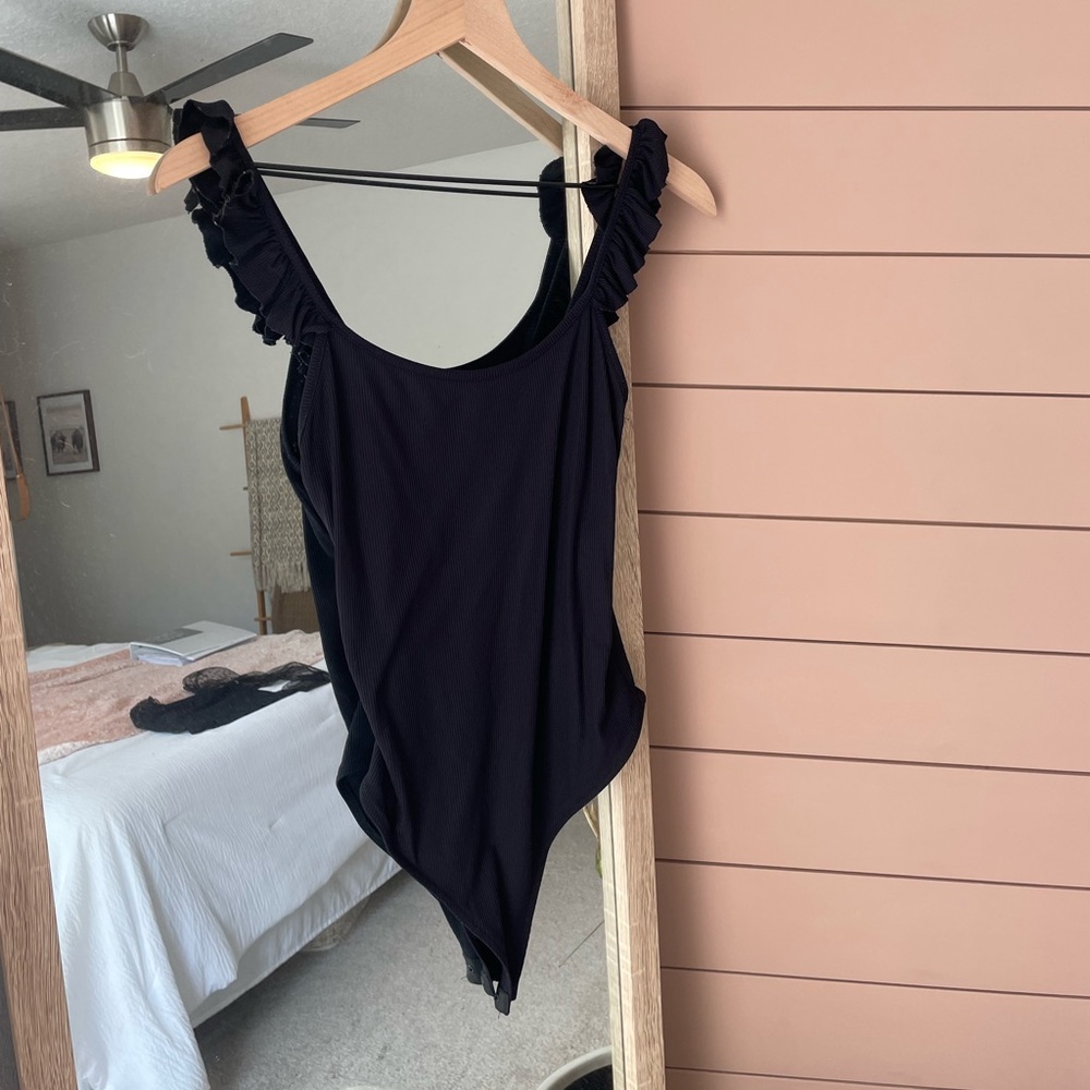 Zara Black Ruffle Bodysuit
